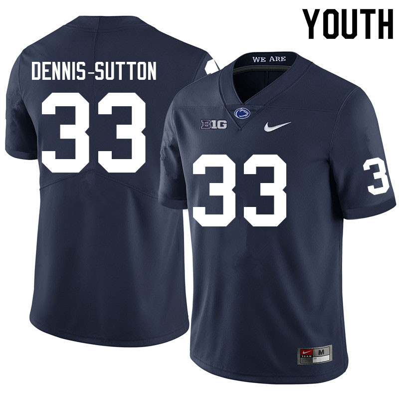 Youth #33 Dani Dennis-Sutton Penn State Nittany Lions College Football Jerseys Sale-Navy